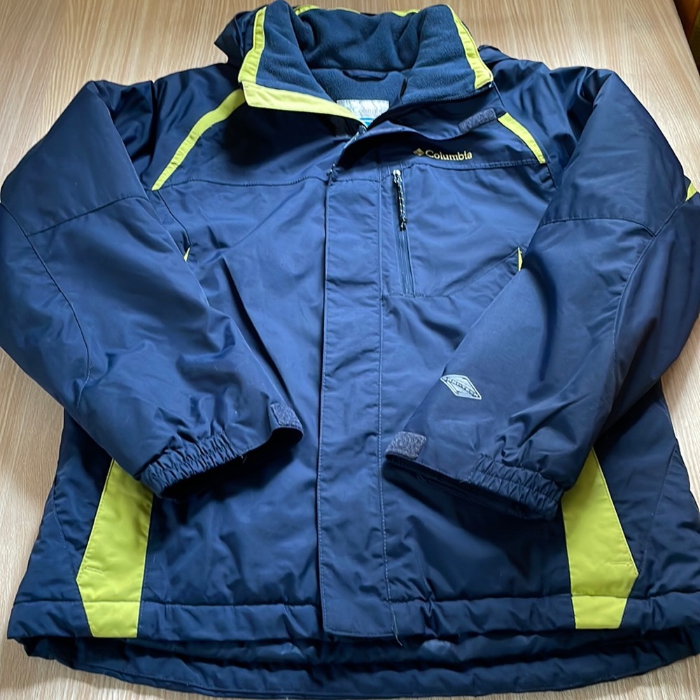 Columbia Omni-Tech winter coat jacket youth kids blue zip up pockets waterproof